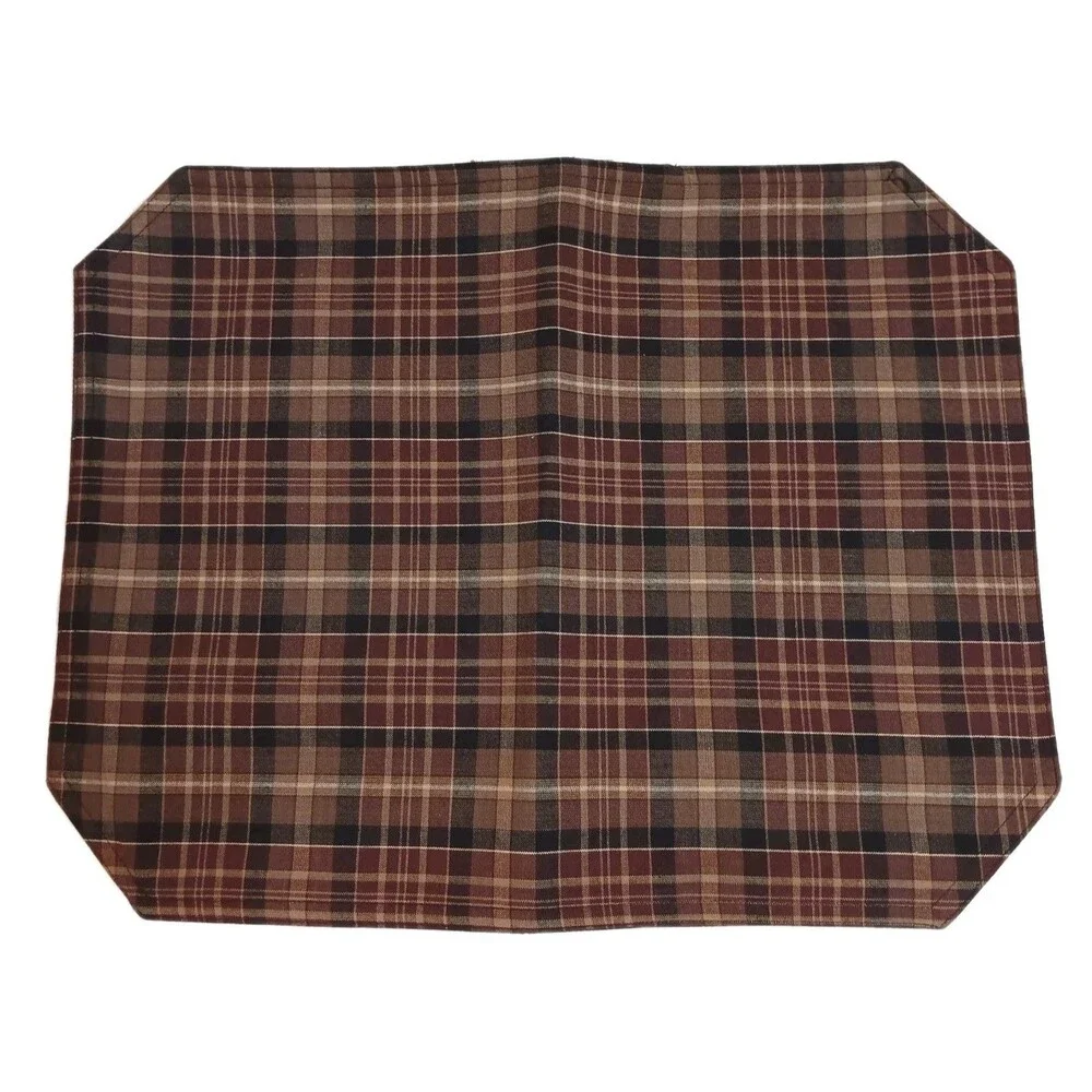Brown And Black Plaid Placemats And Coasters Set Of Four Rustic Preppy Handmade